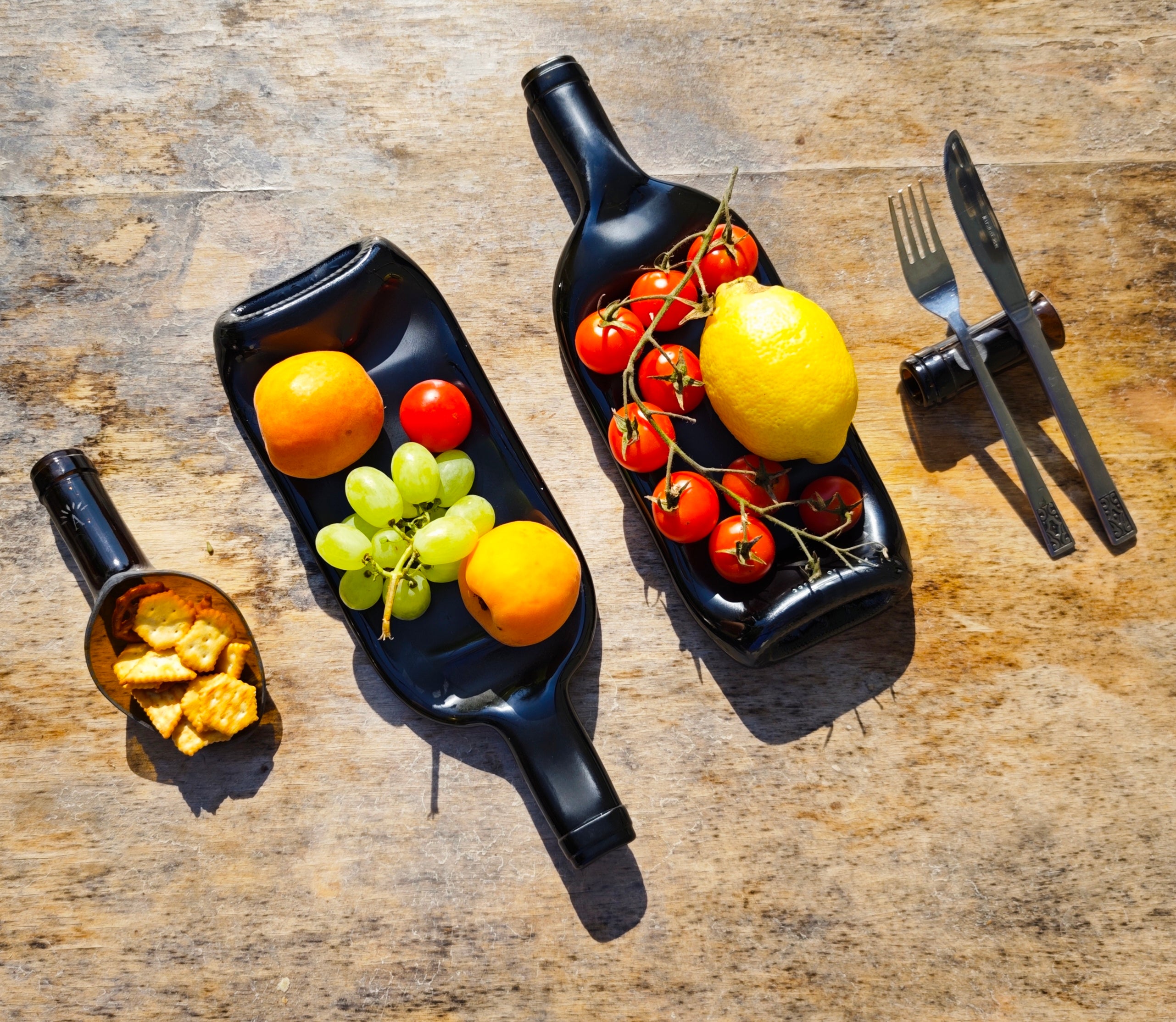 Plateau | Bouteille de vin écrasée