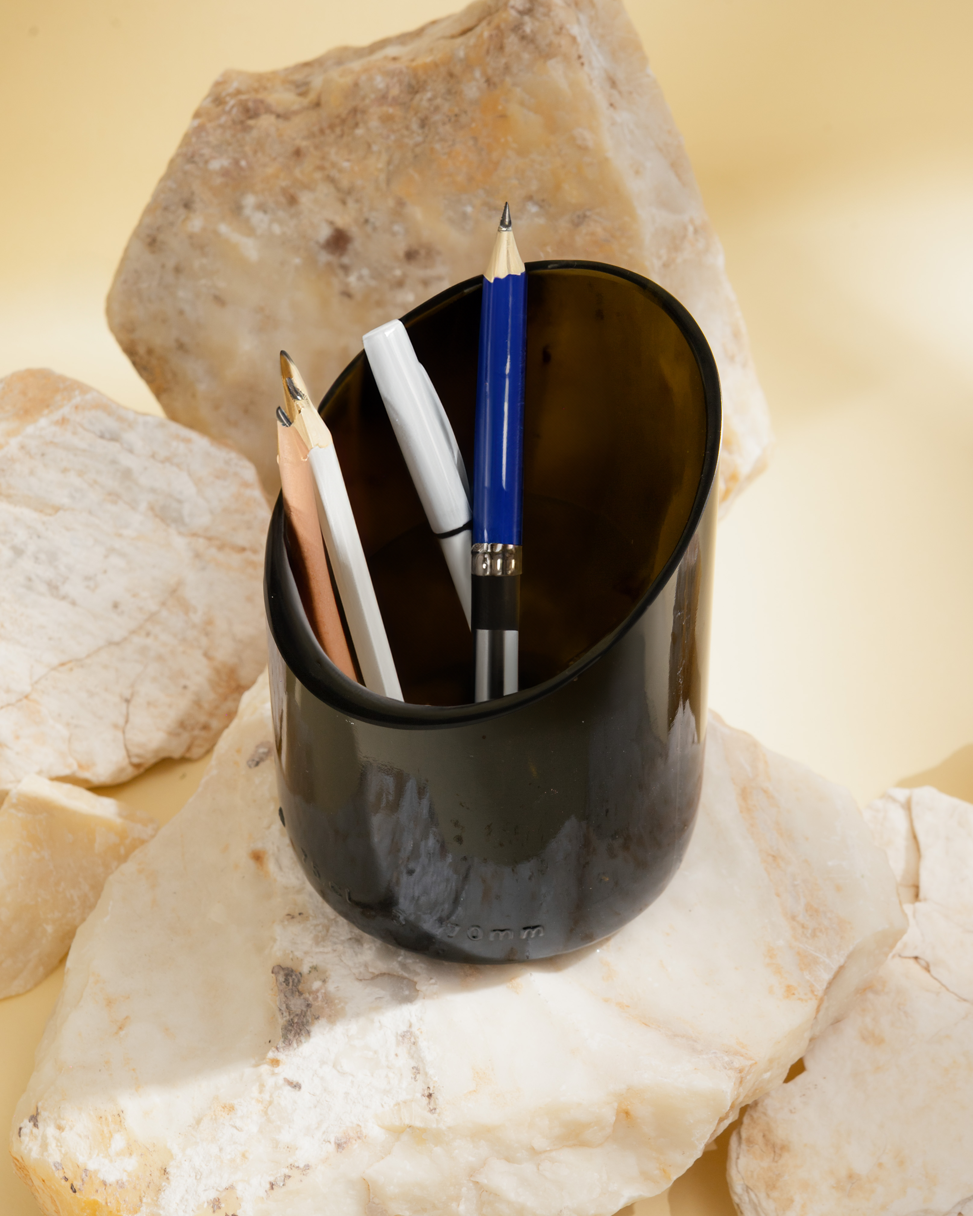 Porte-stylo en verre recyclé de bouteille de vin